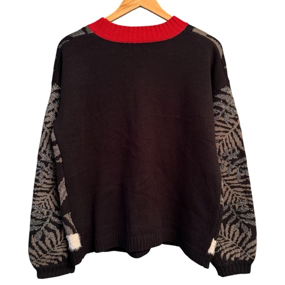 33 Degrees Ugly Christmas Flamingo Tree Pullover Sweater Size Medium Oversized - Picture 4 of 9